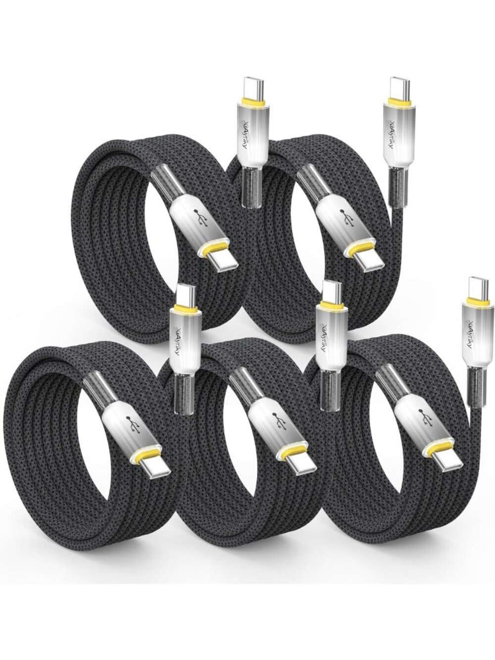 15FT USB C Cable 5-Pack | 60W Fast Charging & 480Mbps Data Transfer Speed